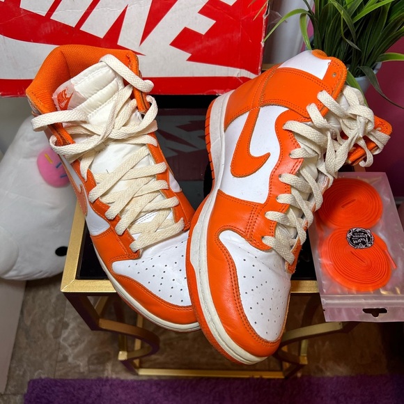 Orange and White High-Top Sneakers - Picture 3 of 11